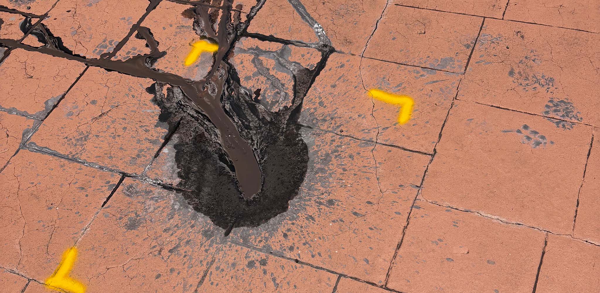 Water leak under pavers.